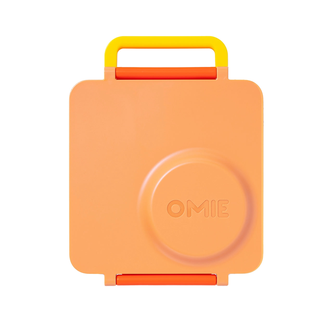 Orange OmieBox lunch box for kids, bento-style with thermos, 4l, designed to keep food fresh and separated.