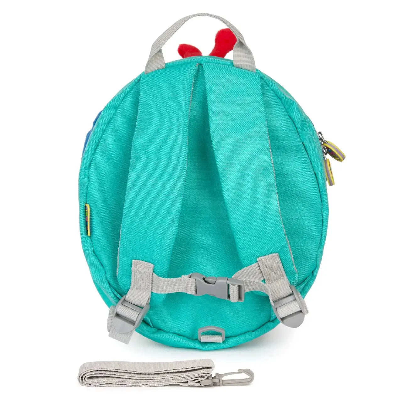 Kids turquoise backpack with adjustable straps and colorful design, perfect for little adventurers.