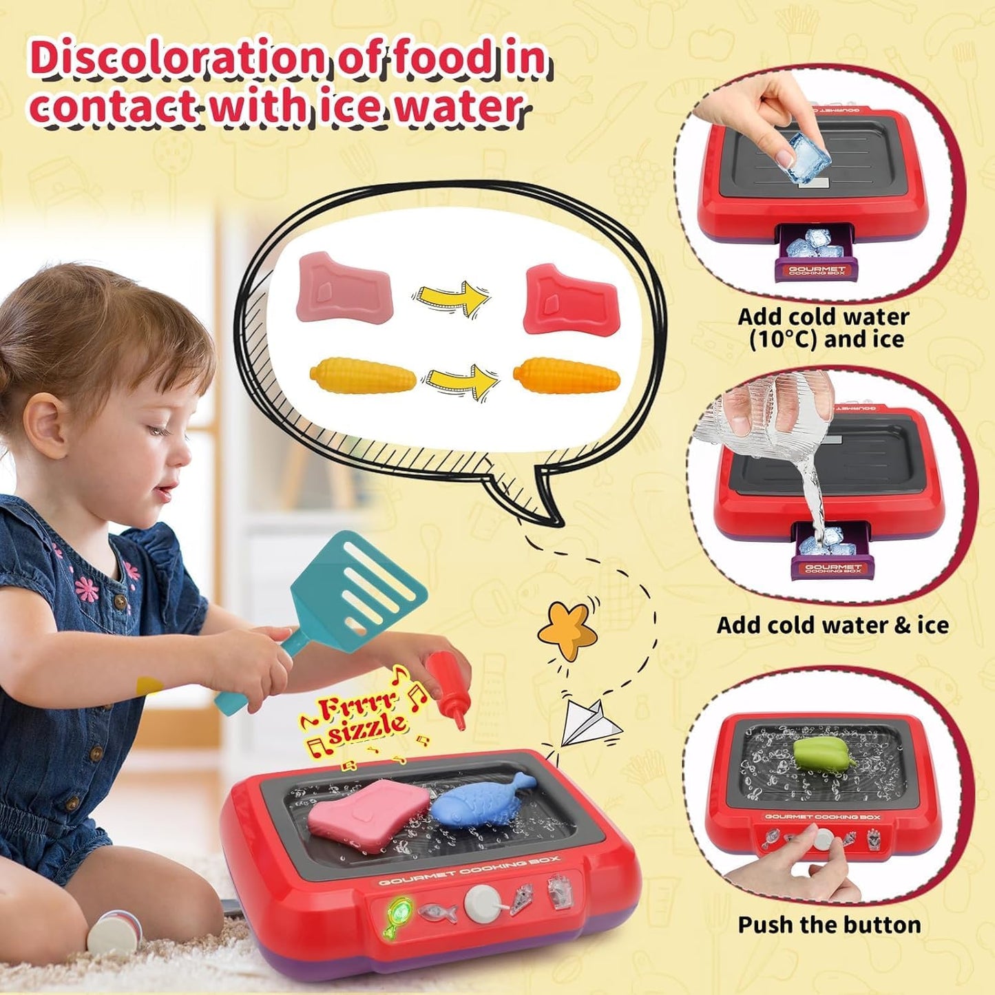 Maisto gaminimo rinkinys su šviesomis, garsais ir spalvos keitimo efektu