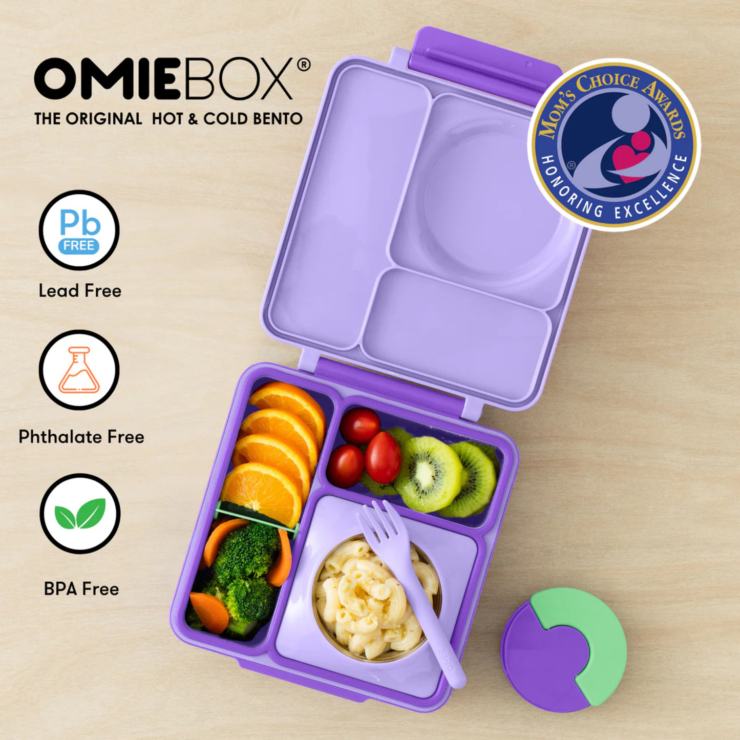 Детская ланч-бокс OmieBox пастельно-фиолетового цвета с термосом, 4л