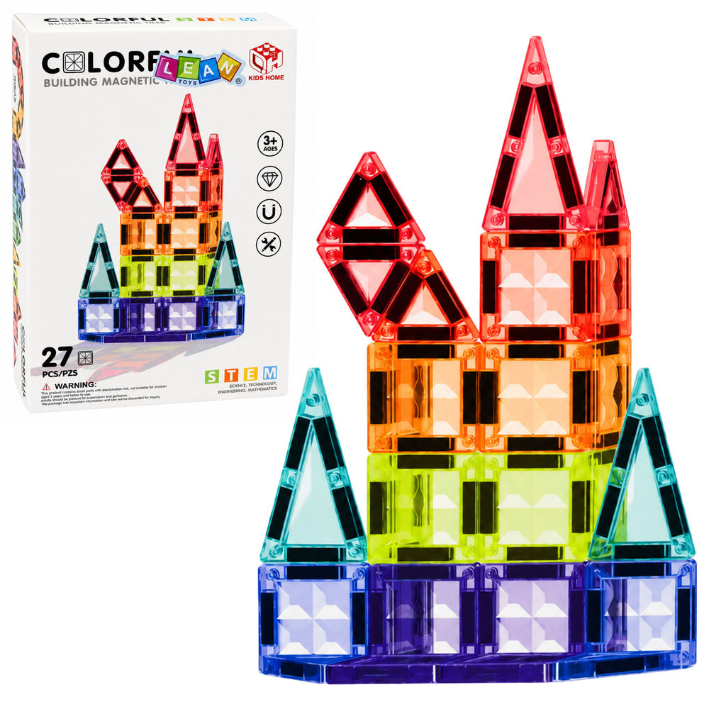 Magnetinės konstravimo kaladėlės – spalvotos 3D plokštelės, 85 dalys