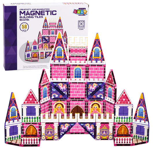 Magnetinės kaladėlės „Princesės pilis“, 58 dalys